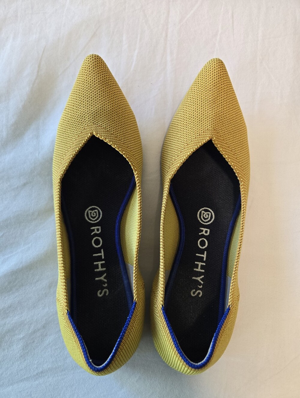 Rothy's The Point Marigold Mustard Yellow Knit Pointed Toe Flats Size 8